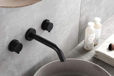 Matte Black Wall Mount Solid Brass Bathroom Faucet
