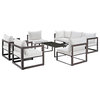 Fortuna 8-Piece Outdoor Aluminum Sectional Sofa Set, Brown White