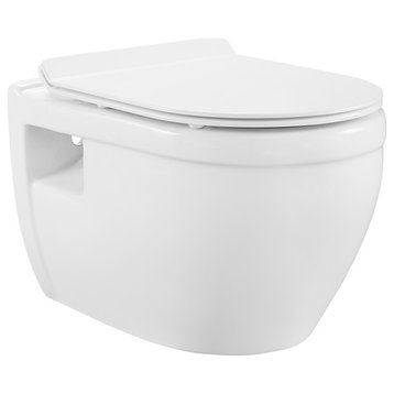 Ivy Wall Hung Elongated Toilet Bowl 0.8/1.28 GPF Dual Flush, Glossy White