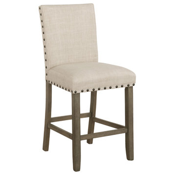 Ralland Upholstered Counter Height Stools With Nailhead Trim Beige, Set of 2