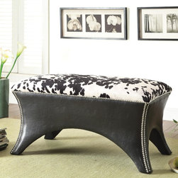 Coaster 500007 White Espressp Cow Print Leatherette Bedroom Bench - Accent And Storage Benches