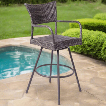 Zoom Alfresco Home Tutto Bar Height Wicker Swivel Arm Chair