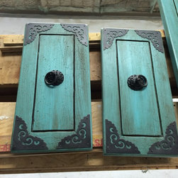 Asian Blue Kitchen Island - Kitchen Cabinetry