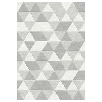 Blue/Grey/Yellow Modern Hand-Knotted Indian Square Area Rug, Grey, 8'2"x11'5"