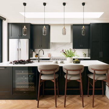 Black Shaker Kitchen with Silver Accents