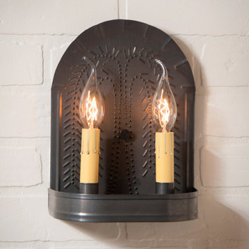 Double Sconce With Willow, Kettle Black