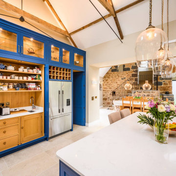 Blue and white Davonport Kitchen in Guernsey Farmhouse