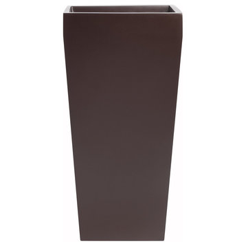 Windsor Tall Square Planter, Brown, 15"x15"x30"