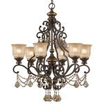 Crystorama - Norwalk 6-Light 32" Traditional Chandelier in Bronze Umber with Golden Teak Sw - Traditional Bronze curves accent warm glowing glass globes, in the anything but plain Norwalk collection. The chandelier radiates with romantic elegance, for a traditional yet hospitable accent. The glass globes are delicately accented in a traditional pattern to accompany the Bronze umber frame. This classic silhouette accompany a variety of different styles, but its unique color allows for an exceptional focal point.  This light requires 6 , 60W Watt Bulbs (Not Included) UL Certified.