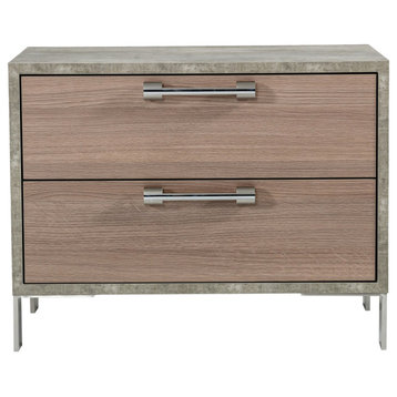 Quincy Brown Oak and Brushed Stainless Steel Nightstand