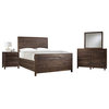 Tempton 4PC Cal King Platform Bed, Nightstand, Dresser, Mirror Set Coffee