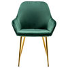 Bucket Upholstered Dark Green Velvet Dining Chair Set of 2