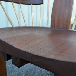 Walnut Curved Backed Spindle Armchair - Dining Chairs