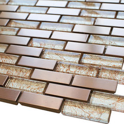 Stainless Steel and Bronze Luxury Diamond Glass Mosaic Tile Collection (Brick Pa - Home Accessories & Decor