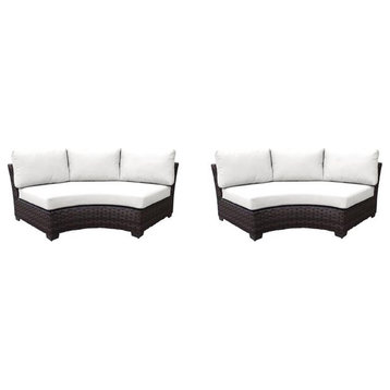 kathy ireland River Brook Curved Armless Sofa in White (Set of 2)