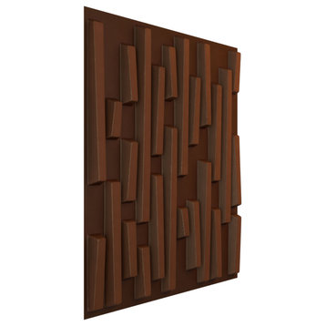 Staggered Brick EnduraWall 3D Wall Panel, 19.625"Wx19.625"H, Aged Metallic Rust