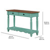 Classic Console Table, Elegant Turned Legs & Drawers With Round Pull, Teal