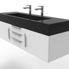 Nile 60" Wall Mounted Bathroom Vanity Set, White, Black Top, Brushed Nickel