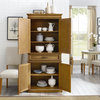 Bowery Hill Southfield 4-Door Wood Pantry with Drawer and Shelves in Natural