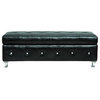 Classic Synthetic Leather Storage Bench With Tufted Look, Black