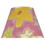 Aspen Creative Corporation - 32187 Hardback Empire Shaped Spider Lamp Shade, Pink With Flowers 7"x13"x9 1/2" - Aspen Creative is dedicated to offering a wide assortment of attractive and well-priced portable lamps, kitchen pendants, vanity wall fixtures, outdoor lighting fixtures, lamp shades, and lamp accessories. We have in-house designers that follow current trends and develop cool new products to meet those trends. Product Detail