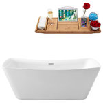 Streamline - 70" Streamline N-542-70FSWH-FM Soaking Freestanding Tub With Internal Drain - Submerge in comfort with this Streamline 70" Modern style bathtub. It's exterior white gloss finish and unique rectangular wedged shape gives your back support while bathing. This tub has an internal drain and can hold up to 91gallons of water. FREE Bamboo Bathtub Caddy Included in Purchase!