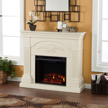 Italia Electric Fireplace, Ivory