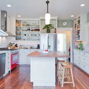 75 Beautiful Carpeted Kitchen With Wood Countertops Pictures