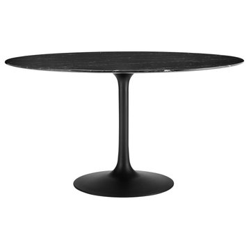 Modway Lippa 54" Artificial Marble Dining Table, Black Black