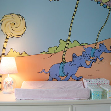 Oh, The Places You'll Go! Dr. Seuss Mural throughout a nursery