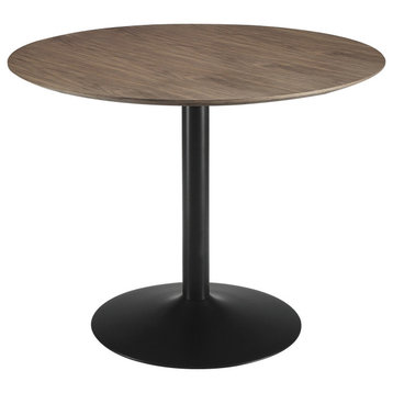 Benzara BM233395 30" Round Wooden Top Modern Dining Table, Black and Brown