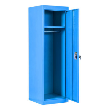 Costway 48'' Kid Locker Safe Storage Single Tier Metal Lockers And Key Blue