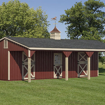 Lean-To Horse Barn with 2 Stalls and Tack Room