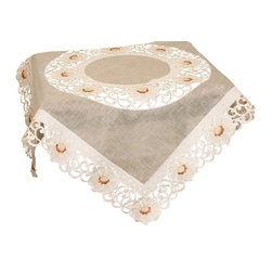 Xia Home Fashions - Victorian Elegance 34"x34" Table Topper - Tablecloths