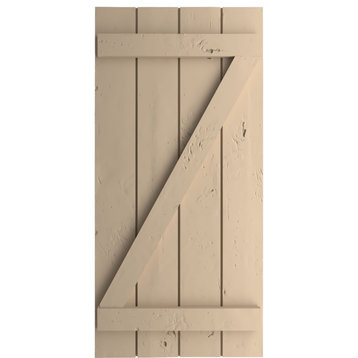Rustic 4 Board Spaced B-N-B Faux Wood Shutters, Knotty Pine, 23.5x82"