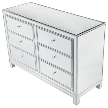 Dresser 6 Drawers 48" W X 18" D" X 32" H, Antique Silver Paint