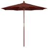 7.5' Square Push Lift Wood Umbrella, Terrace Adobe Olefin