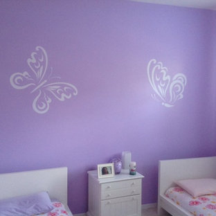 コンテンポラリースタイルのおしゃれな子供部屋 紫の壁 のインテリア画像 Houzz