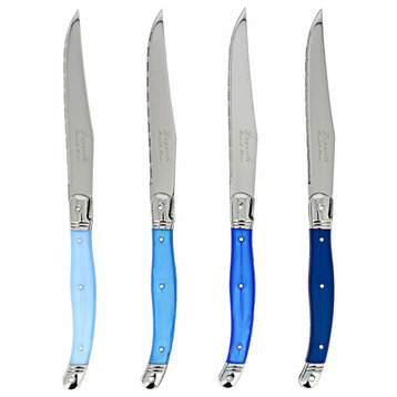 French Home Set of 4 Laguiole Steak Knives, Shades of Blue