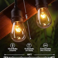 48 FT Outdoor String Lights Commercial Grade Weatherproof Strand