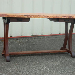 Live Edge Cherry Desk with Curvy Legs - Desks And Hutches