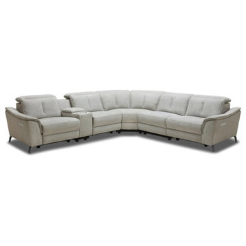 Doyle Modern Gray Fabric Sectional With Recliners and Console