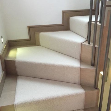 Installing White Carpet to Stairs as a Runner