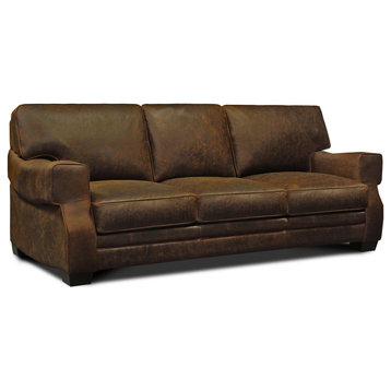 Cordova 100% Top Grain Leather Mid-century Sofa