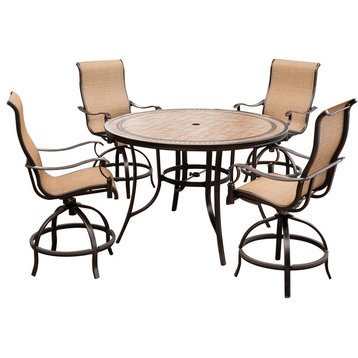 Monaco 5-Piece High-Dining Set With 56" Tile-top Table