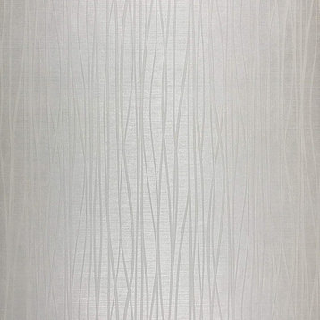 Flocked Wallpaper White Textured Flocking Velvet Lines Waves, 27 Inc X 33 Ft Rol
