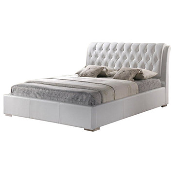 Baxton Studio Bianca Modern Bed With Tufted Headboard, White, King