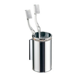 Secret Bath - Cecilia Swarovski Crystals Wall Toothbrush Holder, Polished Chrome - Toothbrush Holders