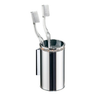 Carolina Crystal Collection Wall Mounted Tumbler Holder - Satin Chrome