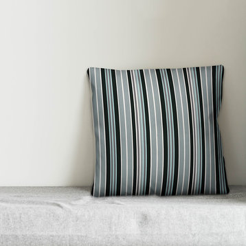 Blue Stripes Outdoor Throw Pillow, 18"x18"